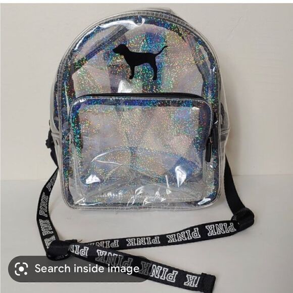 VS  PINK Mini Backpack Clear Disco Glitter vintage mini bag - Picture 2 of 9